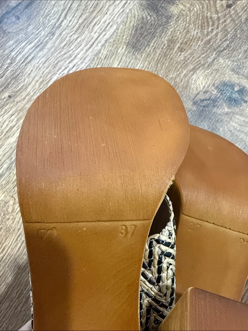 Woven Cross-Strap Platform Mules in Natural and Black